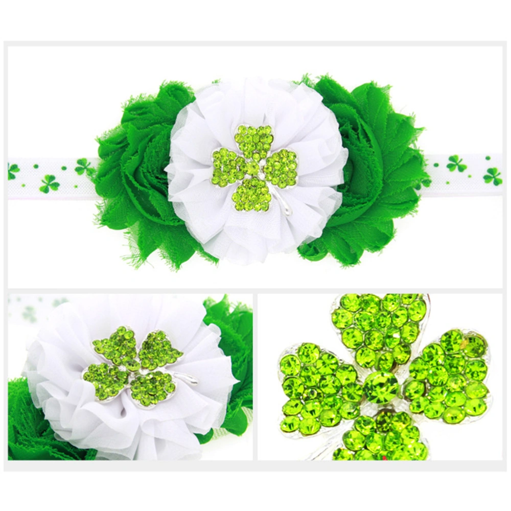 Newborn Elastic Hairband Four-leaf clover Hair Wear Flower Headband Children Hair Accessories for St. Patrick's Day