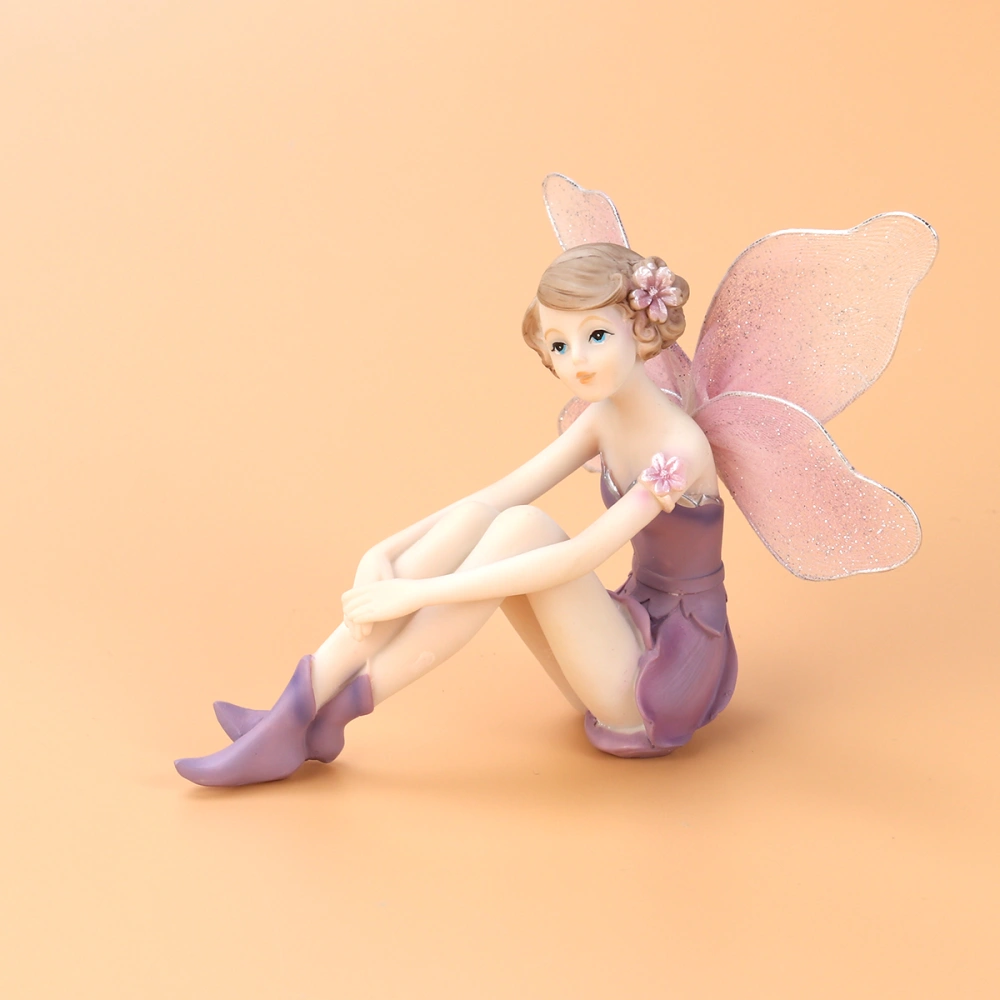 Beautiful Girl Creative Gifts Resin Angel Ornaments Home Decoration Miniature Flower Fairy Figurines Wedding Decoration(Sitting Position,Style B,Legs Closed)