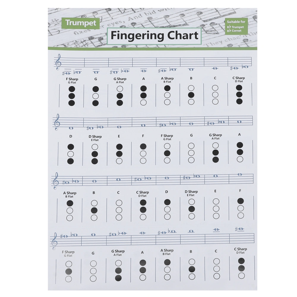 1Pc Trumpet Chord Practice Chart Beginners Chart Finger Guide Chart (Assorted Color)