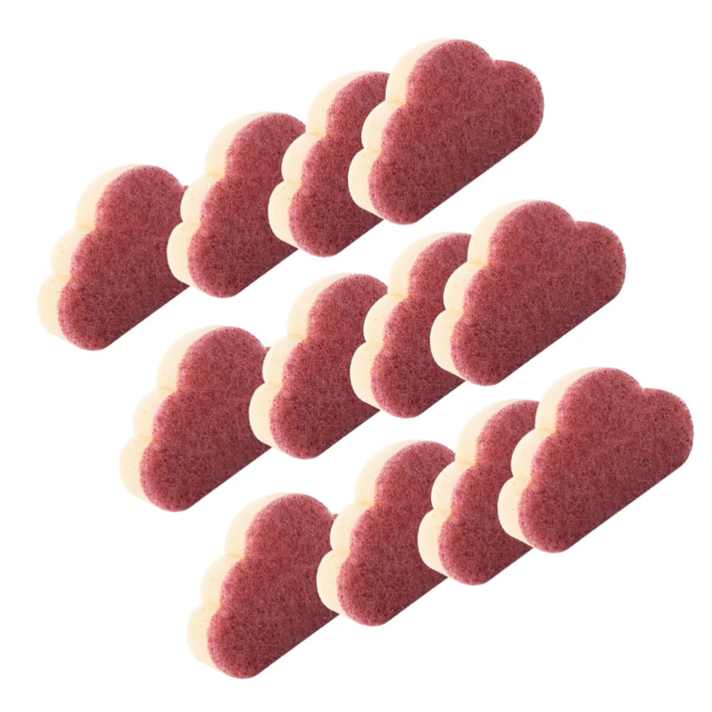 12pcs Cloud Shaped Cleaning Sponge Home Practical Kitchen Cleaning Sponge for Dish Cup Bowl Desktop (Red)