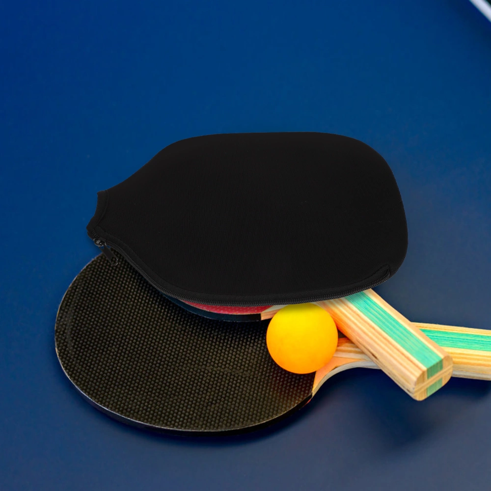 Wear Resistant Ping-Pong Paddle Storage Pouch Table Tennis Racket Protective Holder (Black)