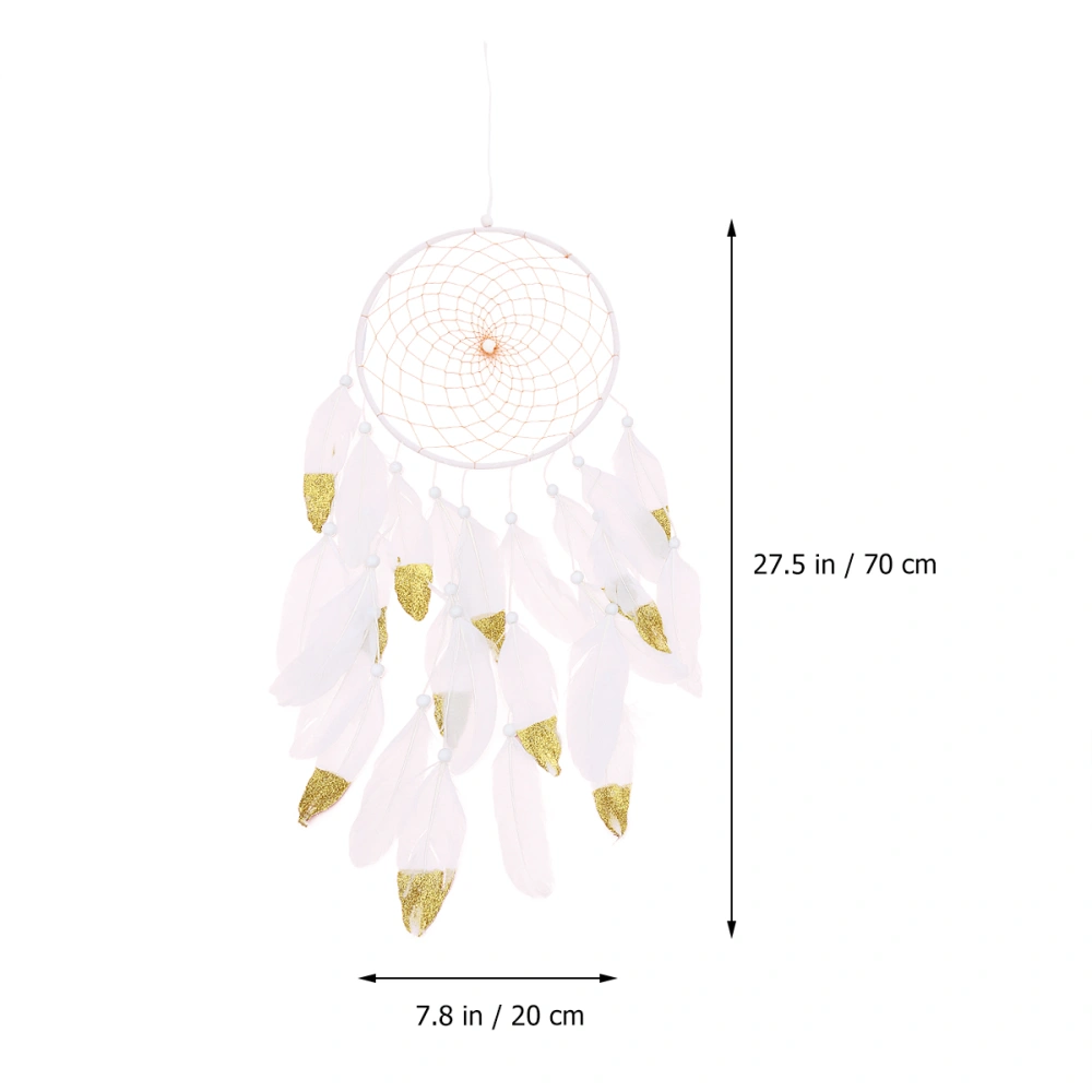 Indian Style Dream Catcher White and Golden Feather Hanging Decoration Home Ornaments