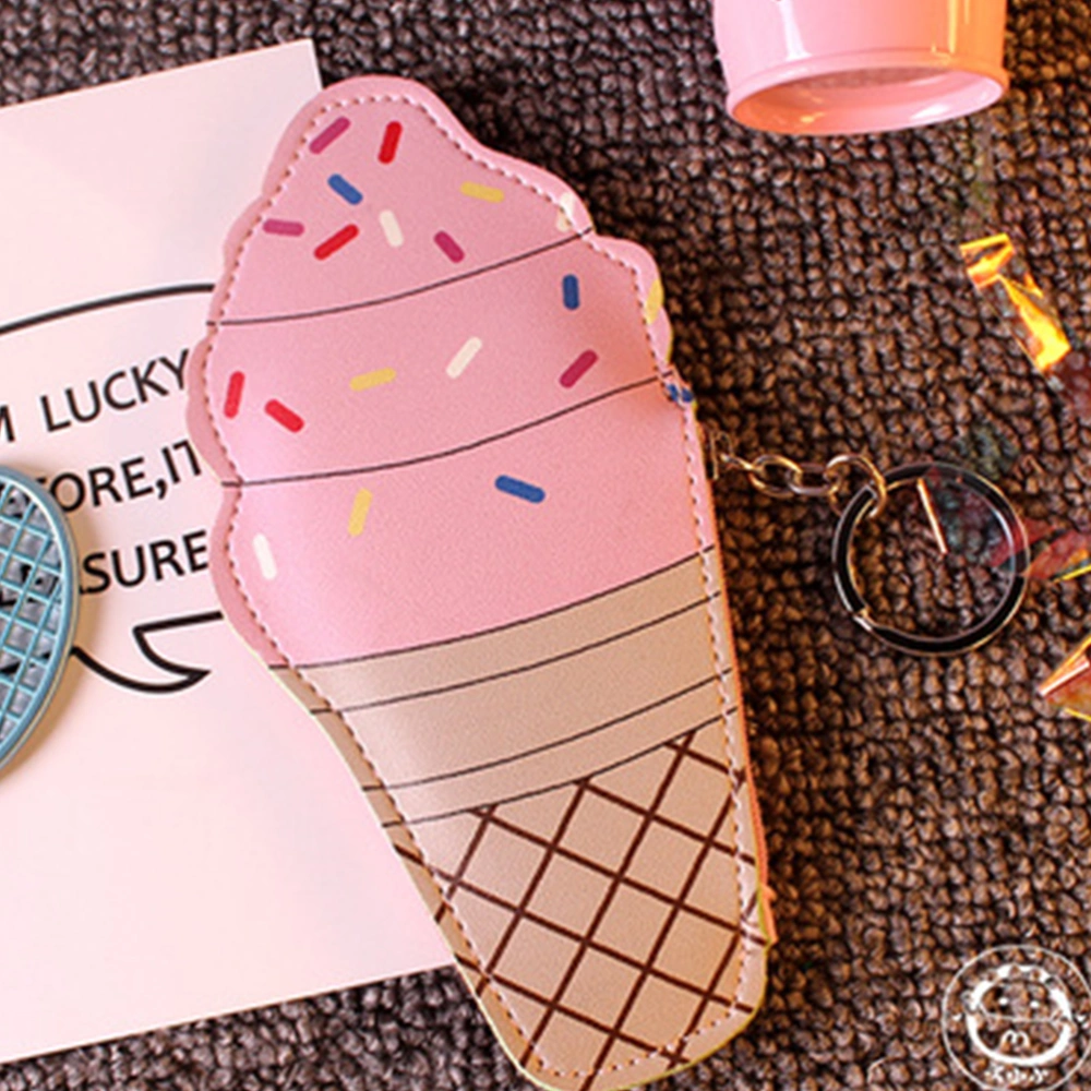 Beverage Leather Coin Bag Beverage Shape Change Purse Creative Money Bag Keychain Pendant Ice-cream Cone Style