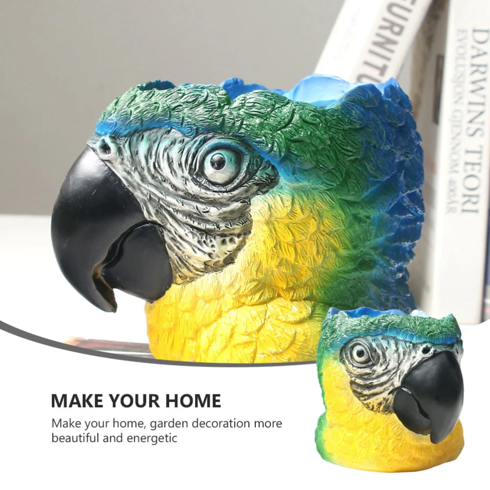 1pc Resin Parrot Flower Pot Creative Cartoon Flowerpot Resin Handicraft Ornament