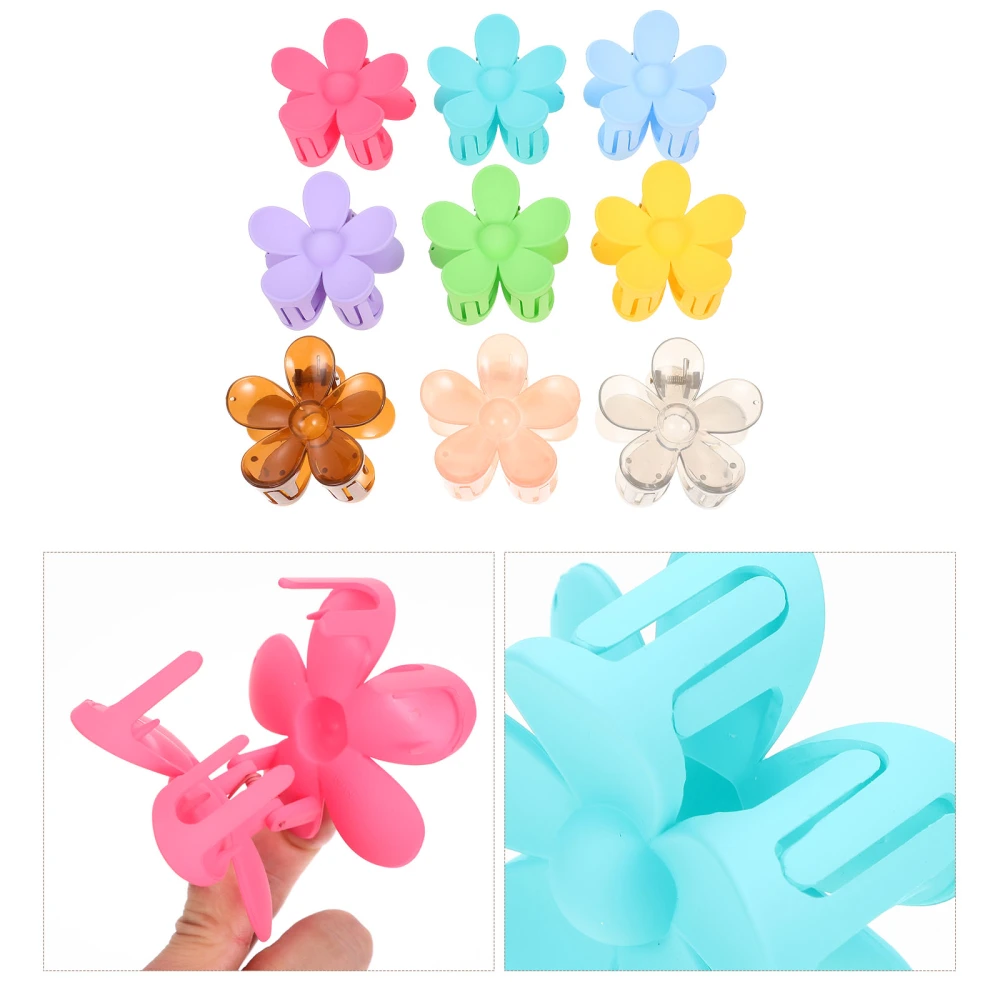 9pcs Flower Hair Clips Matte Hair Claw Clamps Flower Hair Barrettes Colorful Hair Accessories for Women