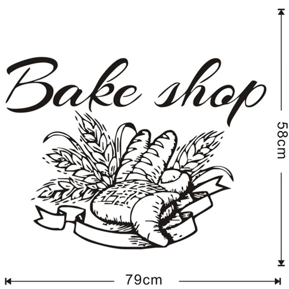 Exquisite Sticker Decorative Wall Sticker Attractive Sticker for Bake Shop Restaurant (79x58cm)