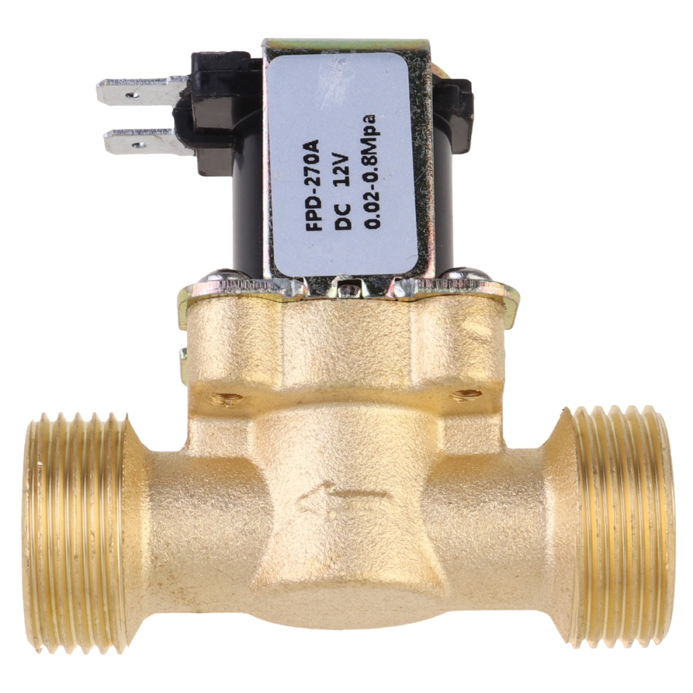 G3/4 DC 12V Electric Solenoid Water Inlet Flow Switch Quick Connect Normally Closed Electromagnetic (Golden)