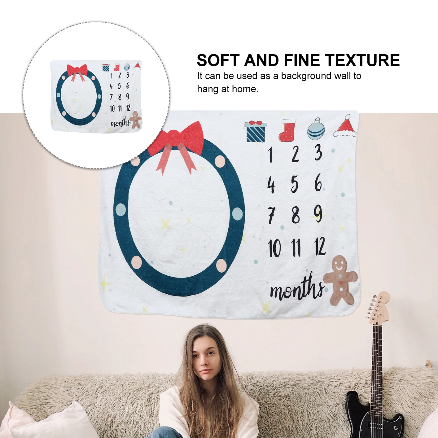 Flannel Baby Milestone Blanket Photo Prop Infant Milestone Photo Blanket