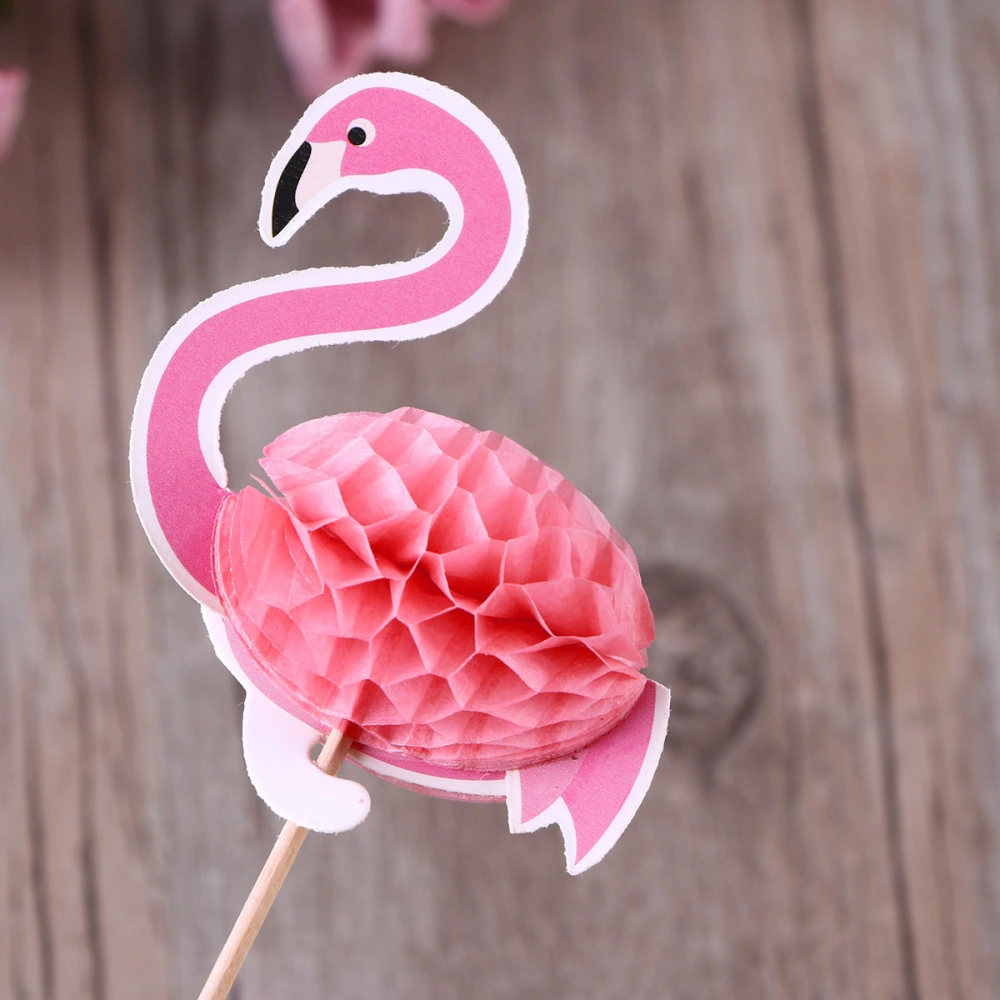 5pcs 3D Flamingo Cake Toppers Lovely Cake Picks Cupcake Decor Party Supplies for Wedding Birthday Festival