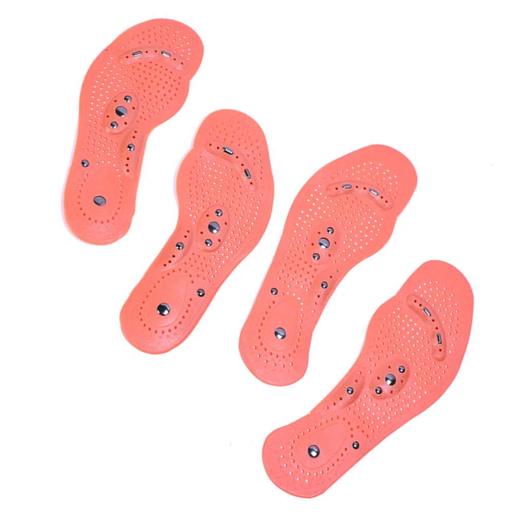 2 Set Small Size Cuttable Silicone Magnetic Therapy Health Massage Magnetic Insole(Red)