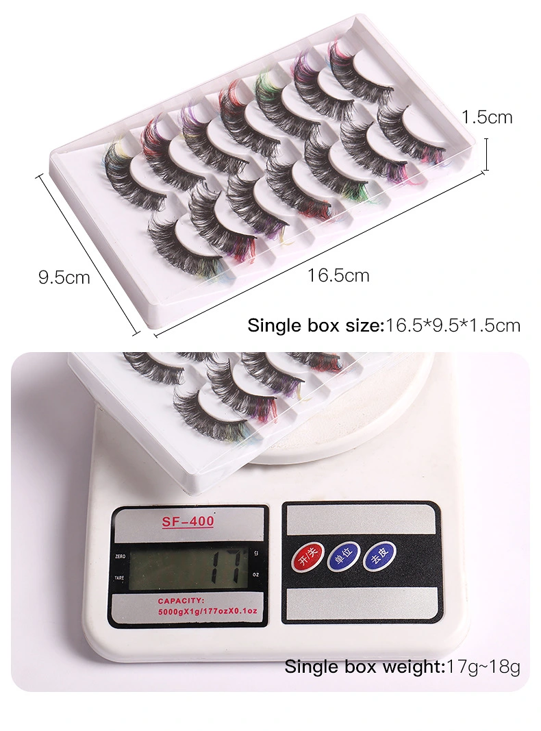 7 Pairs Fluffy Lash Extensions Women Cosplay Decorative Lashes False Eyelashes with Color