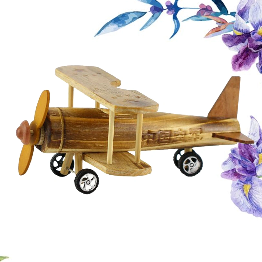 Wood Aircraft Airplane Ornament Toys Wood Tanker Aircraft Toys Kids Wood Toys Wooden Handicraft Supplies