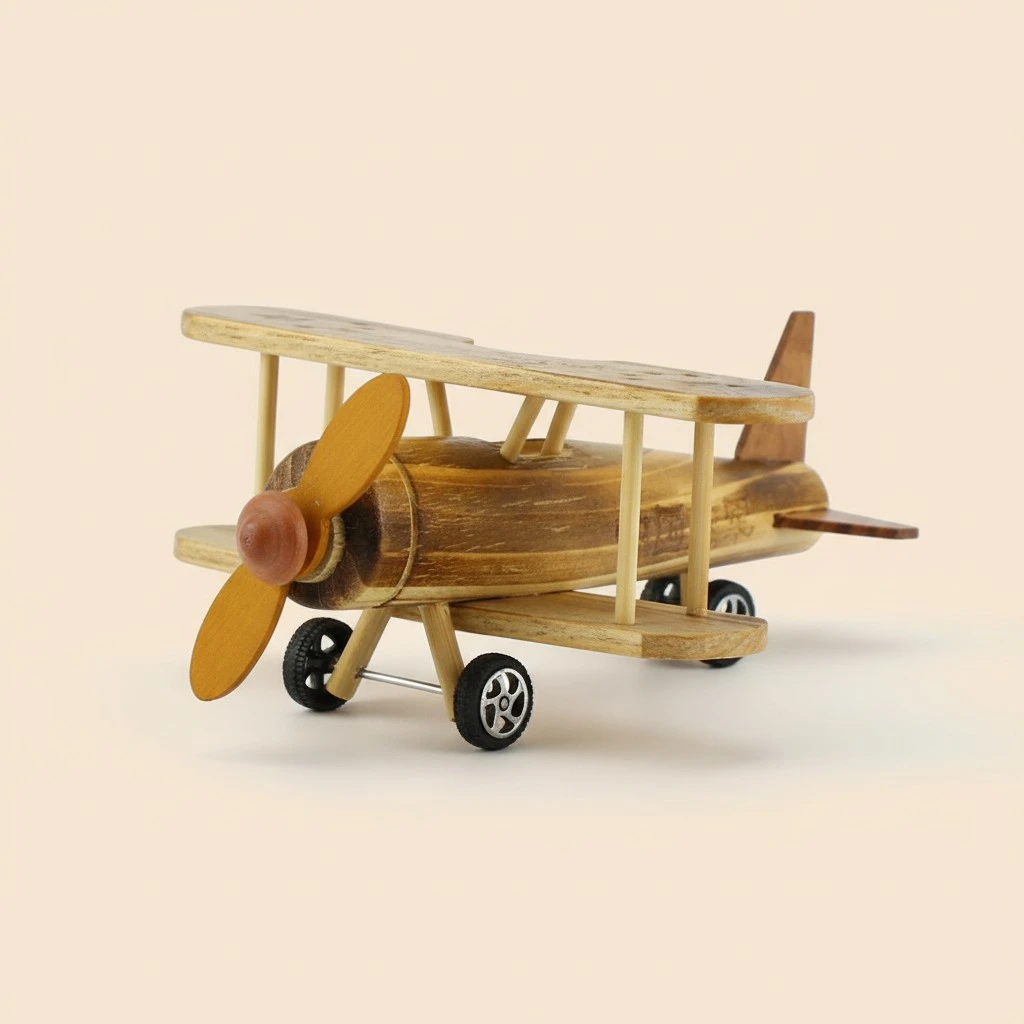 Wood Aircraft Airplane Ornament Toys Wood Tanker Aircraft Toys Kids Wood Toys Wooden Handicraft Supplies