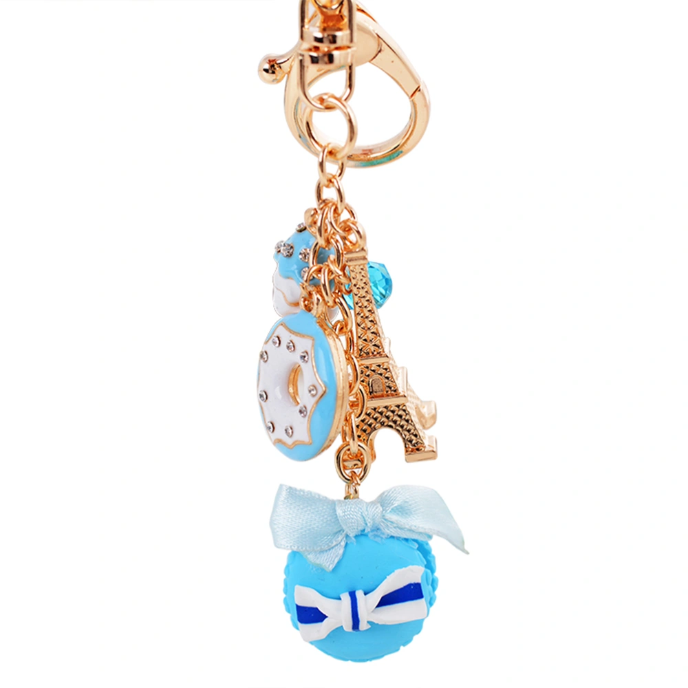 Cake Dessert Ice Cream Eiffel Tower Bowknot Pendant Keychain Bag Purse Keyring (Sky Blue)