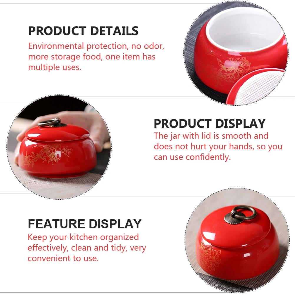 2pcs Decorative Candy Canister Food Storage Caddy Ceramic Sealing Tea Can