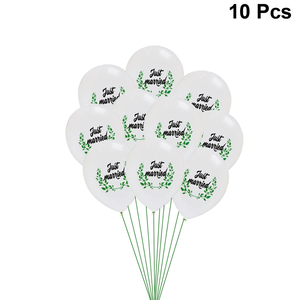 10pcs 12 Inches JUST MARRIED Printing Balloons Set White Wedding Party Supplies Latex Balloons Party Decoration