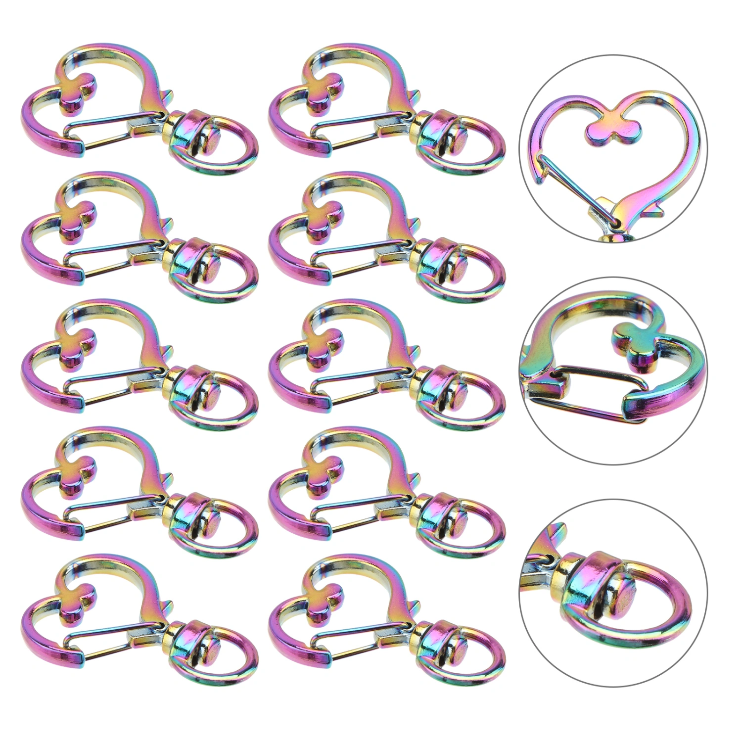 10Pcs Alloy Key Chain Colorful Key Ring Heart-Shape Key Ring Key Decoration