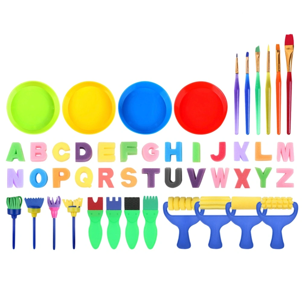 48pcs DIY Art Painted Sponge Brushes and Set Colorful Early Educational Graffiti Drawing Watercolor Pen Painting Art Supplies