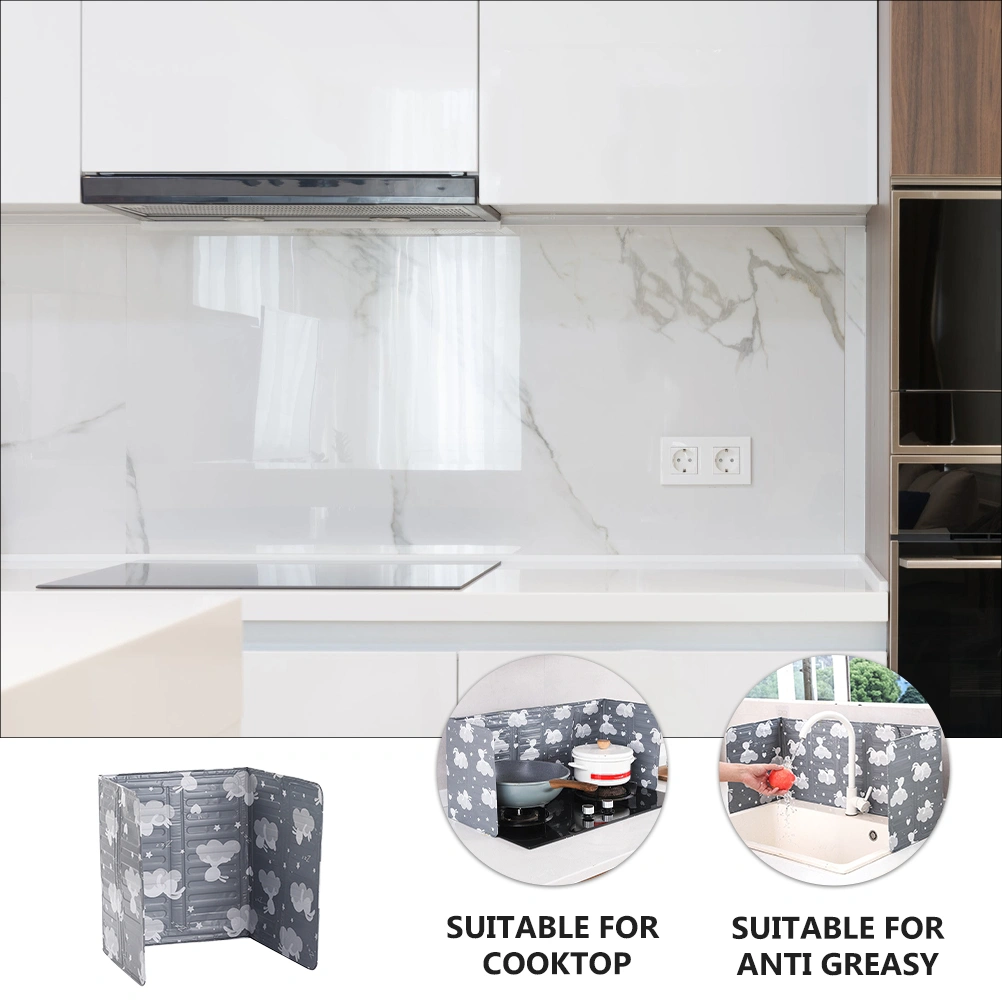 2pcs Kitchen Aluminum Foil Oil Baffle for Gas Cooker Heat Insulation Plate