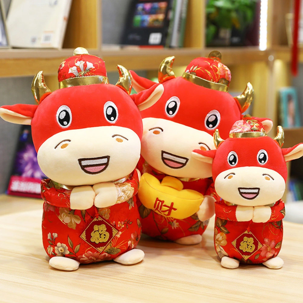 Lovely Cattle Plush Toy Chinese 2021 The Year of The Ox Zodiac Stuffed Plush Toy