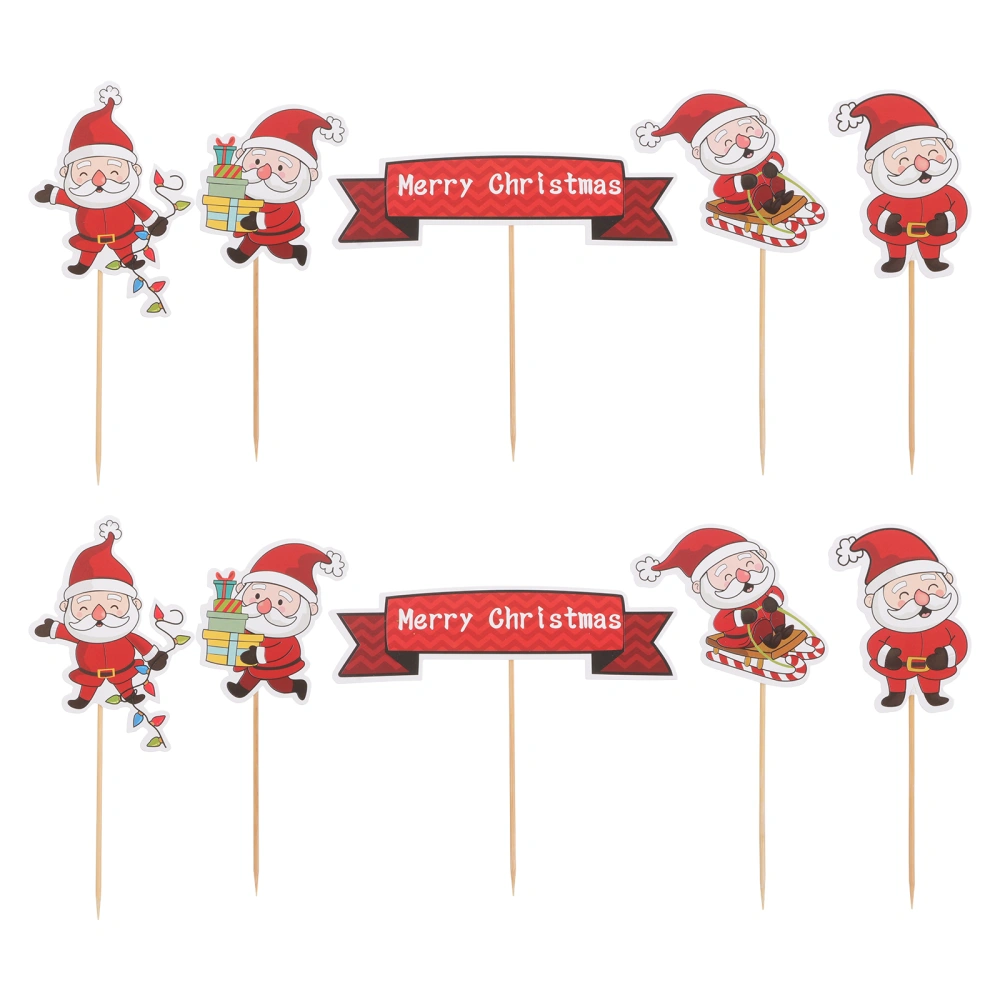 25Pcs Cake Topper Christmas Santa Topper Cupcake Decor Festival Party Ornament