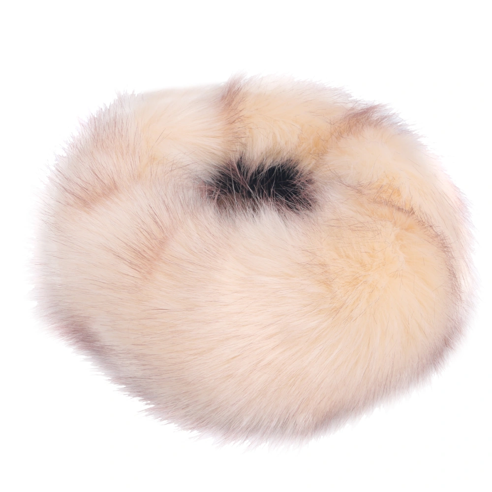 Imitation Fur Thicken Hat Winter Warm Headband Women Headwrap Hair Accessories Beige and Brown