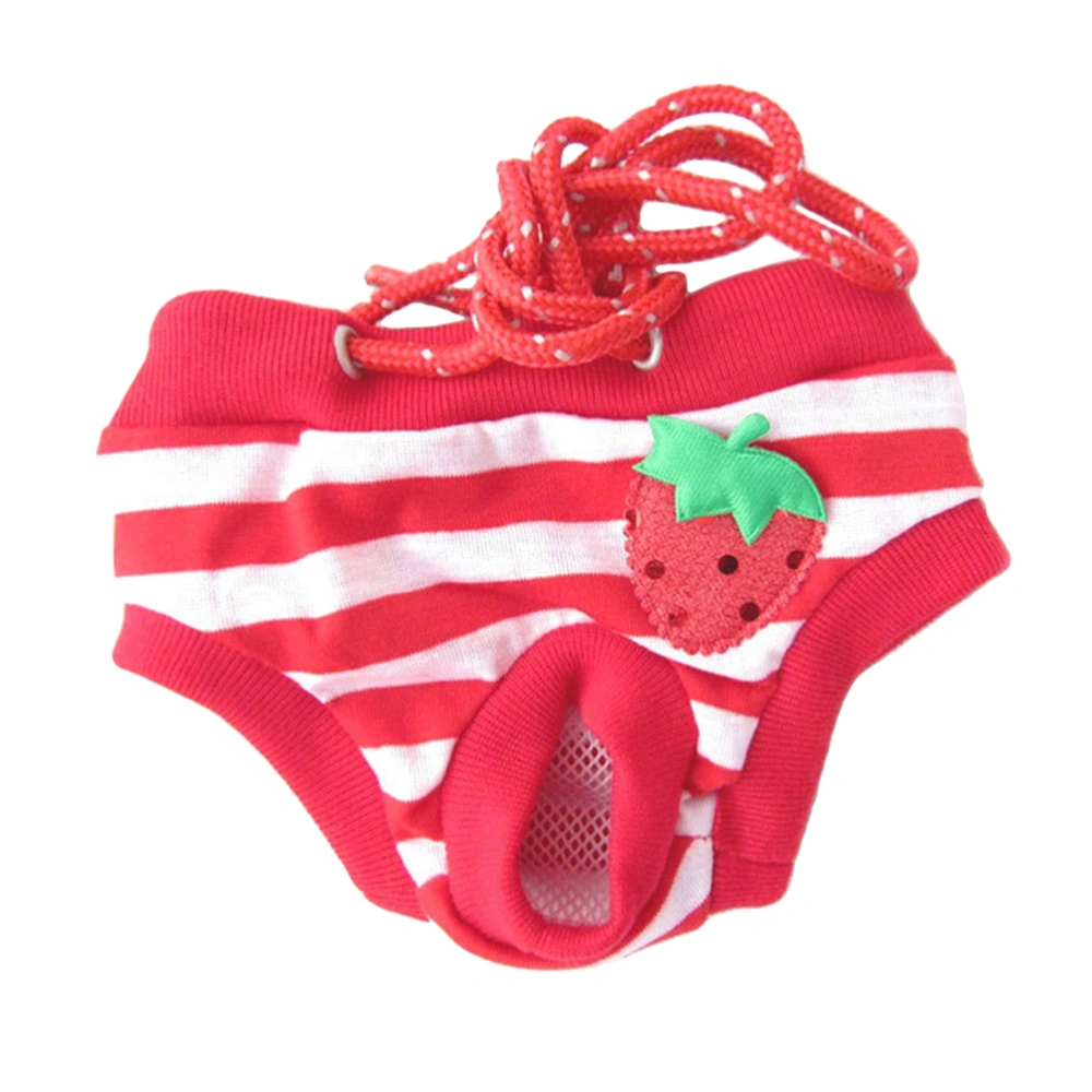 Pet Diaper Sanitary Physiological Pants Stripe Washable Male Dog Shorts Panties Menstruation Underwear Size M (Red and White)