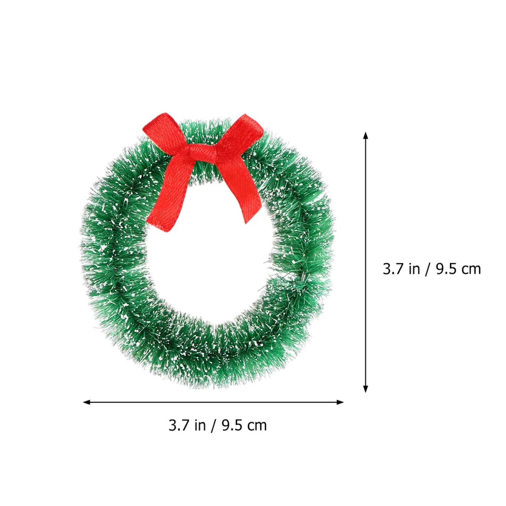 10Pcs Mini Wreaths Christmas Decorations Xmas Tree Pendants (Green, Bow)