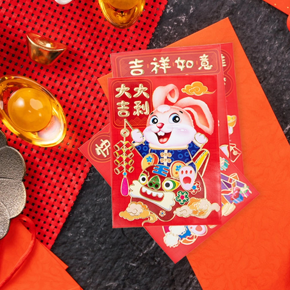 60pcs Spring Festival Red Envelopes Paper Red Packets Rabbit Year Money Pouches