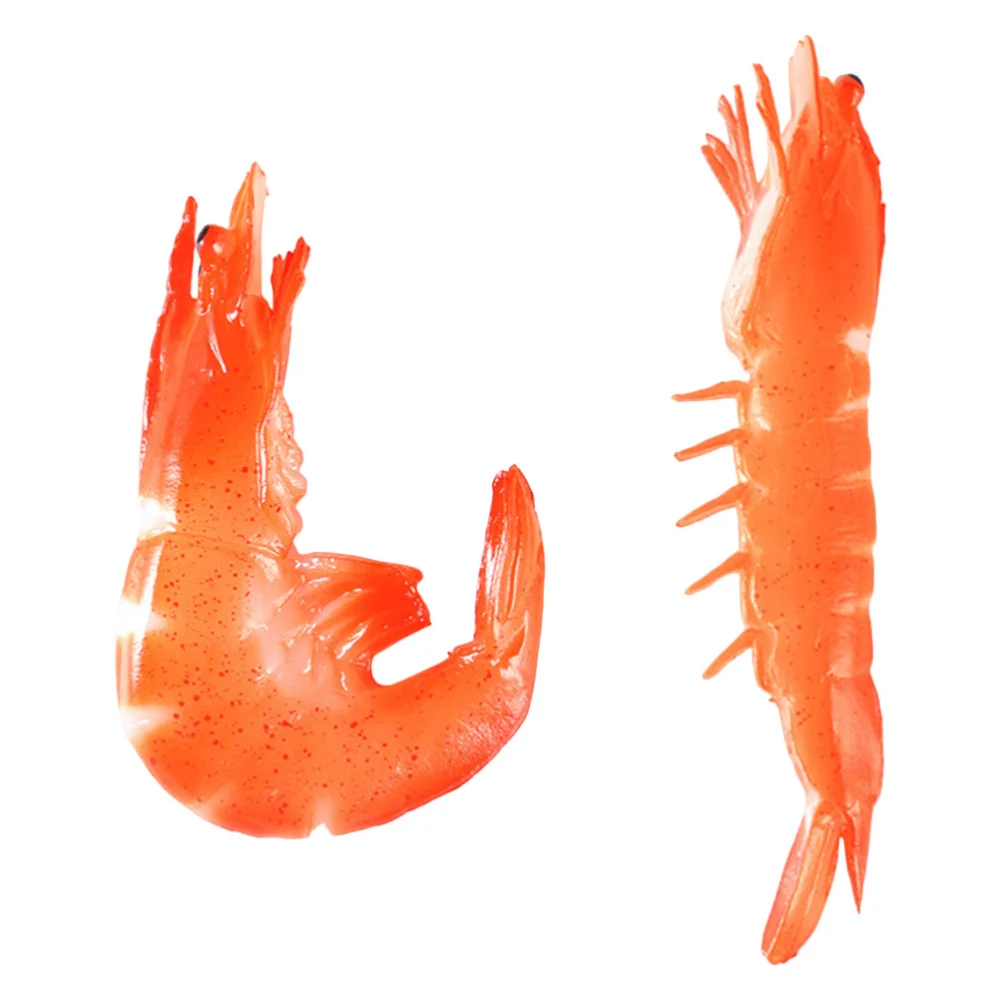 2Pcs Imitation Red Shrimp Models Kid Educational Prawn Figurines Cognitive Models