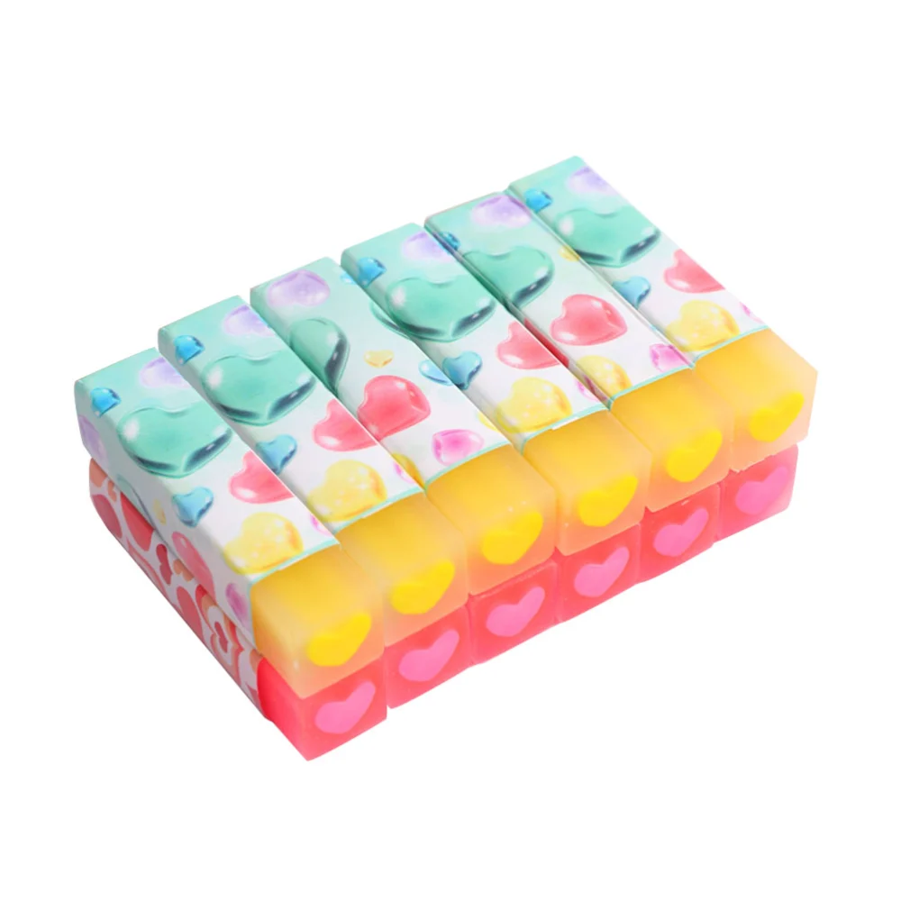 12Pcs Decorative Cube Erasers Household Pencil Erasers Adorable Valentine Erasers (Random Color)