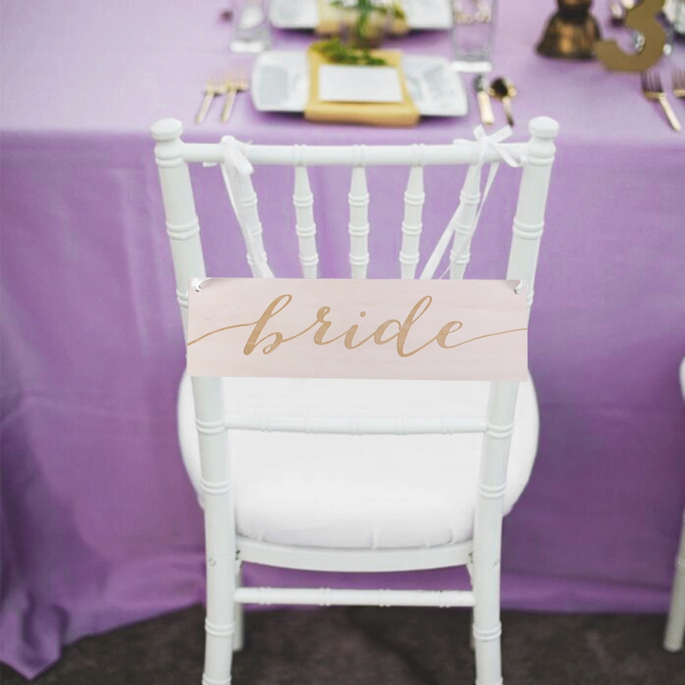 2pcs Chair Decor Sign Groom Bride Sign Wedding Chair Banner Wedding Chair Sign Wooden Chair Sign for Wedding Party Decoration