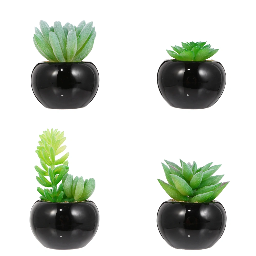 4Pcs Lovely Simulation Succulents Mini Potted Bonsai Artificial Plant Decor