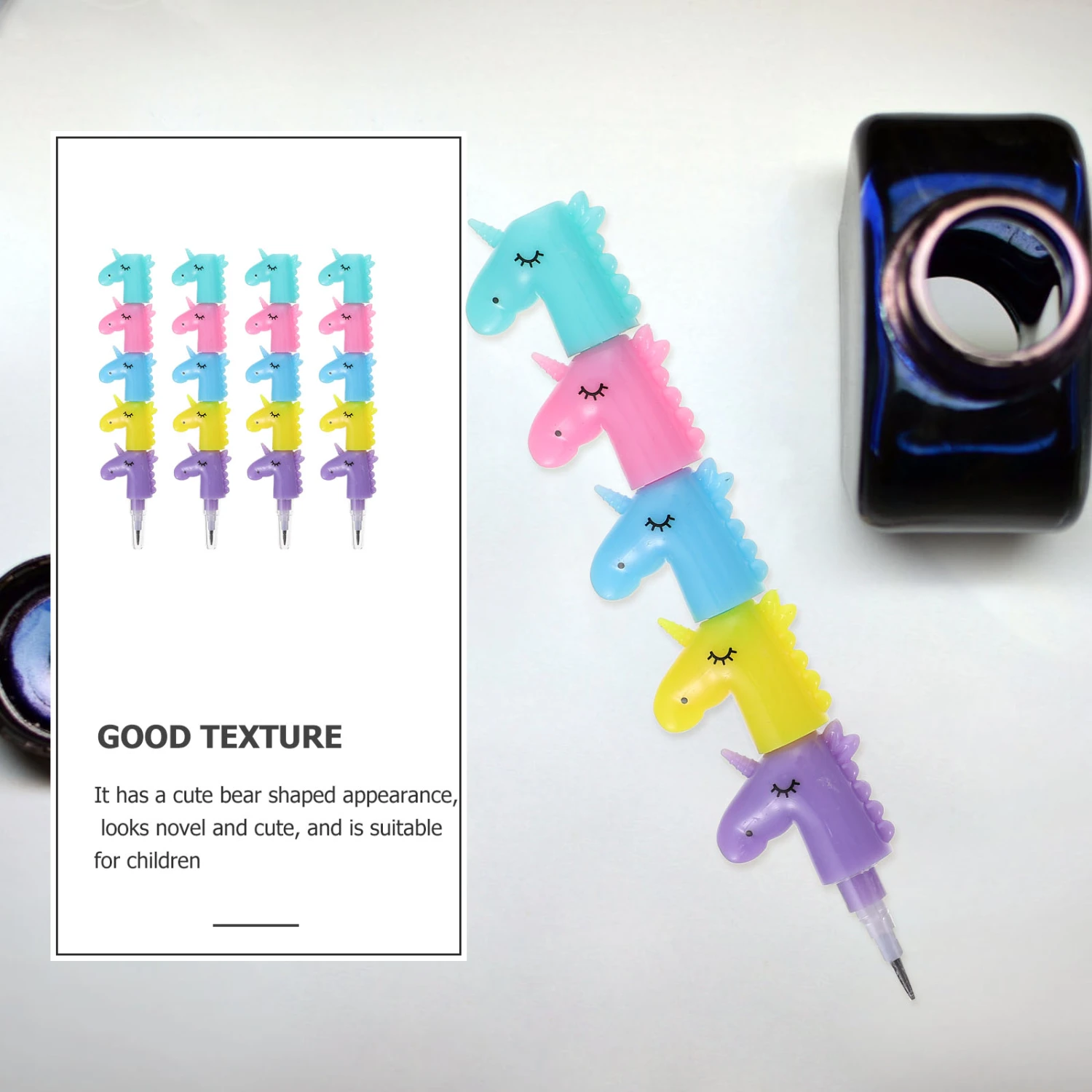 20pcs Stackable Unicorn Pencils Fun Decorative Pencils Stationery Stacking Pencils School Pencils for Kids