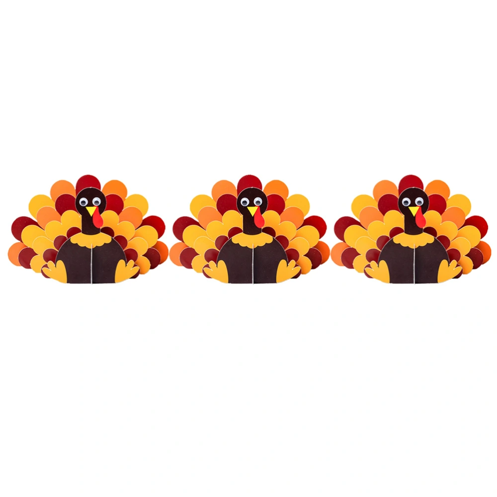 5 Pcs Thanksgiving Day Decor Paper 3D Turkey Ornaments DIY Party Supplies for Home Shop Restaurant