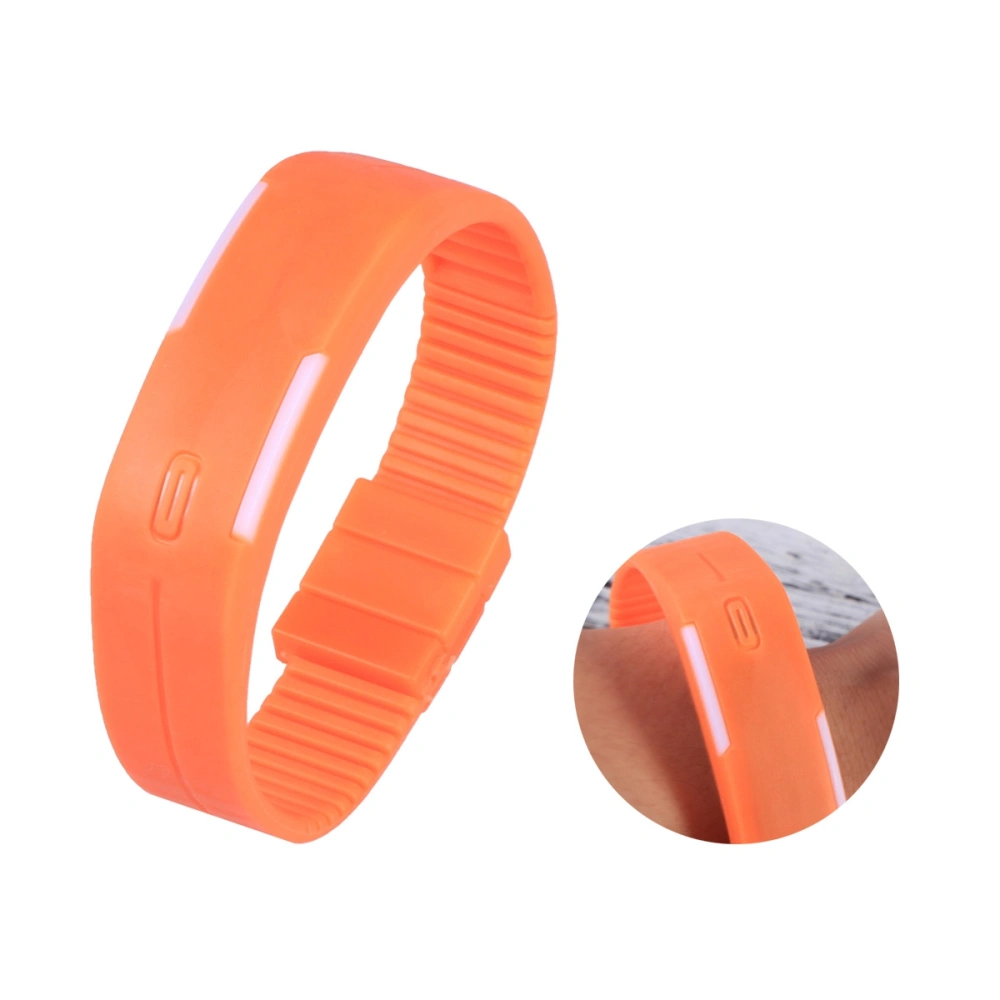 LED Touch Screen Silicone Band Watch Bracelet Wrist Watches for Students Kids (Orange)