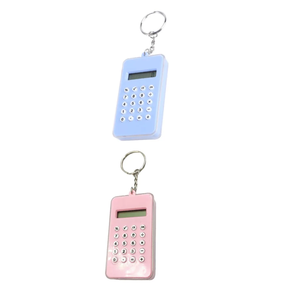 2 Pcs Calculator Shape Key Rings Creative Key Chain Pendants Bag Hanging Decor