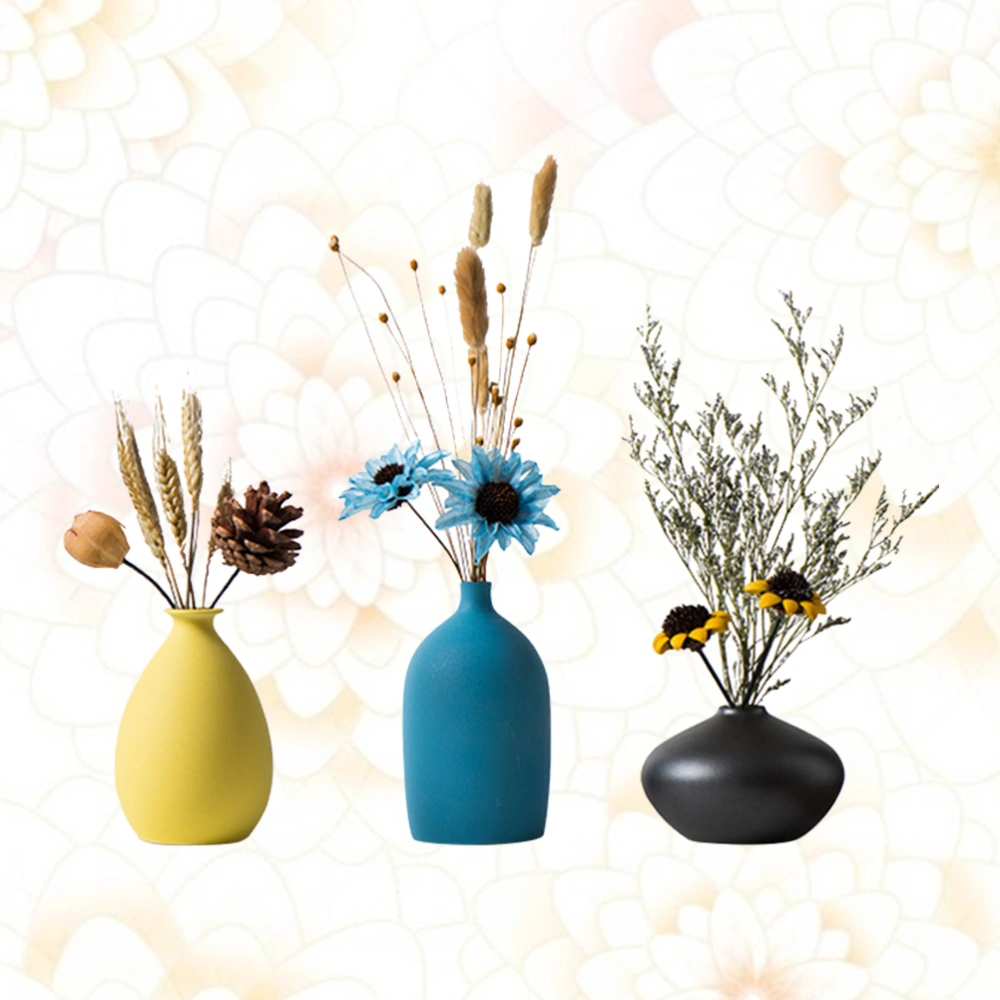 3 Pcs/1 Set Creative Ceramic Vase Dried Flower Vase Decorative Vase Home Ornament Household Adornment with Dried Flower 