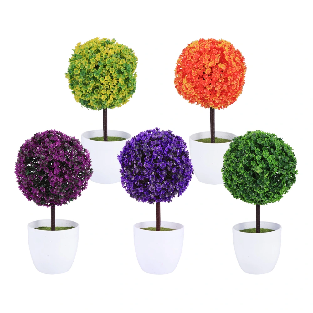 Artificial Plants Ball Simulated Plant Decorative Bonsai Plastic Flower Ball for Home Garden Decoration (Purple Red)