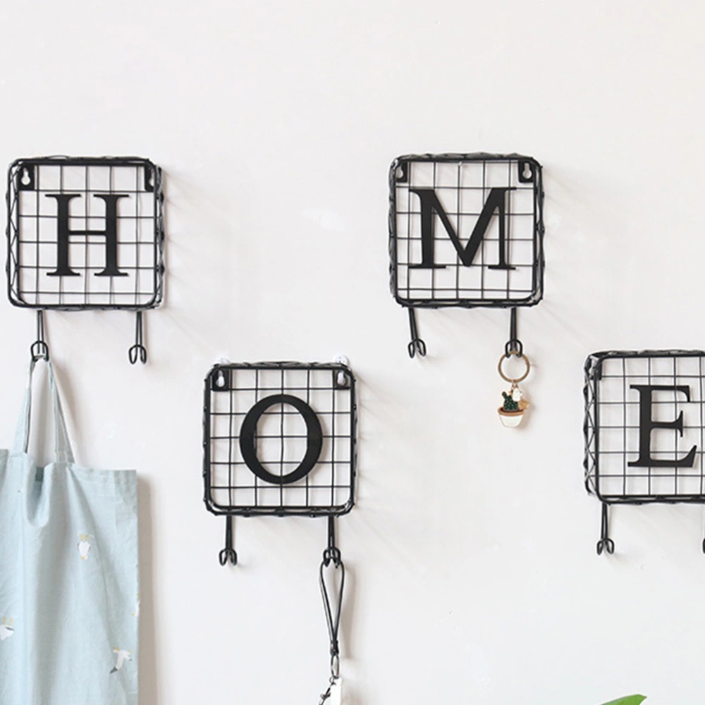 Iron Art Storage Rack Creative Letter Storage Stand Unique Wall Decoration Sundries Organizer for Home Living Room (Letter M, without Nail)