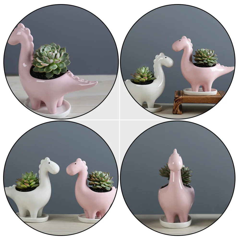 1Pc Dinosaur Flowerpot Ceramic Basin Succulent Plant Potted Accessories for Home