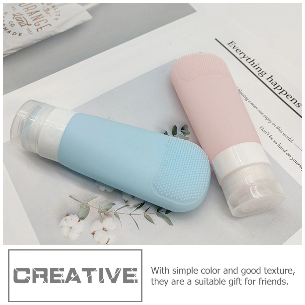 3Pcs Cosmetics Bottle with Bristle Portable Travel Bottle Silicone Empty Bottle