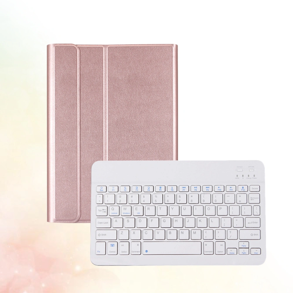 9.7 Inches PU Tablet Cover Protective Tablet Shell Split Keyboard Compatible with 10.2 (Rose Gold Tablet Cover, White Keyboard)