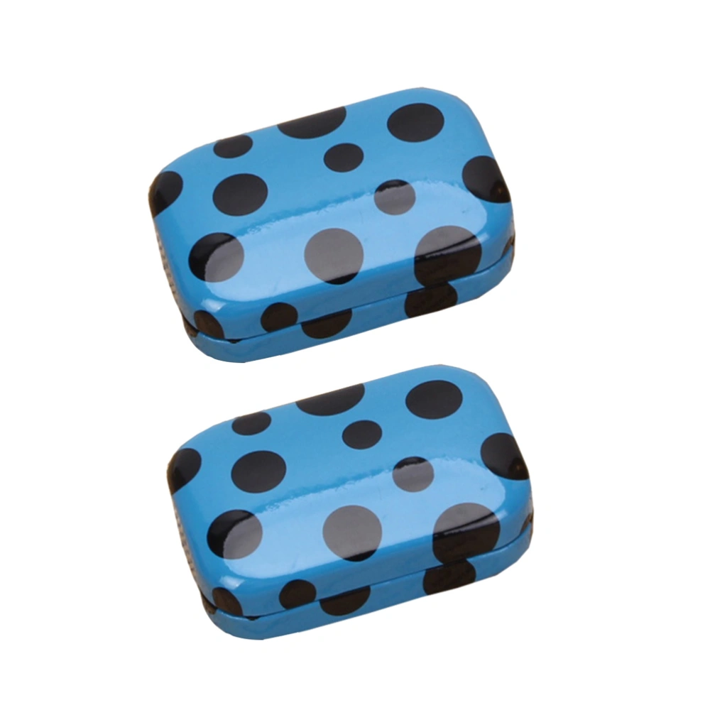 2pcs Creative Lenses Container Case Storage Box Colorful Creative Pattern for Girls (Blue)