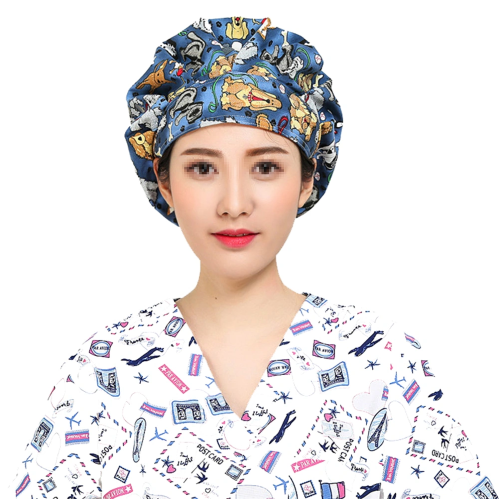 Pet Dog Printed Hat Creative Doctor Nurse Working Hat Dust-proof Useful Head Protector for Daily Use