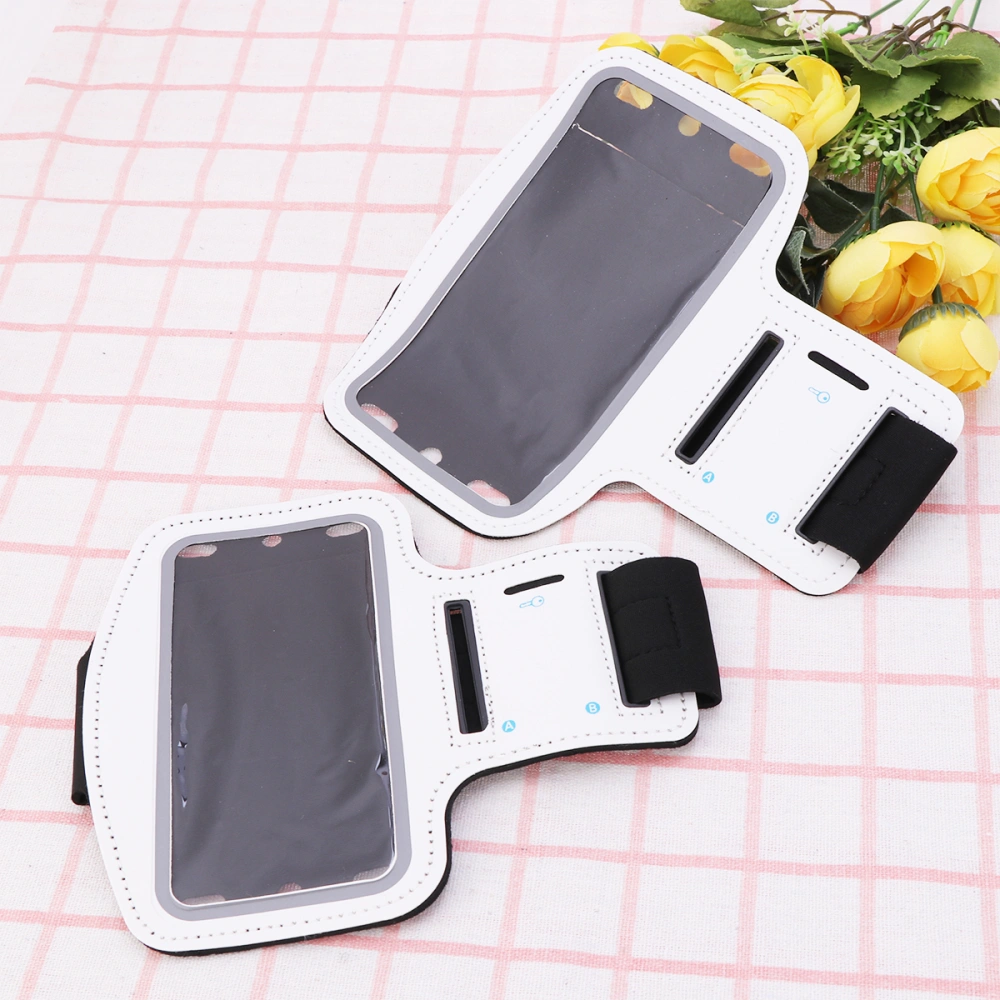 2pcs Sports Phone Holder Arm Bag Portable Armband Pockets Cellphone Bag Container for Jogging Running Cycling Hiking (White)