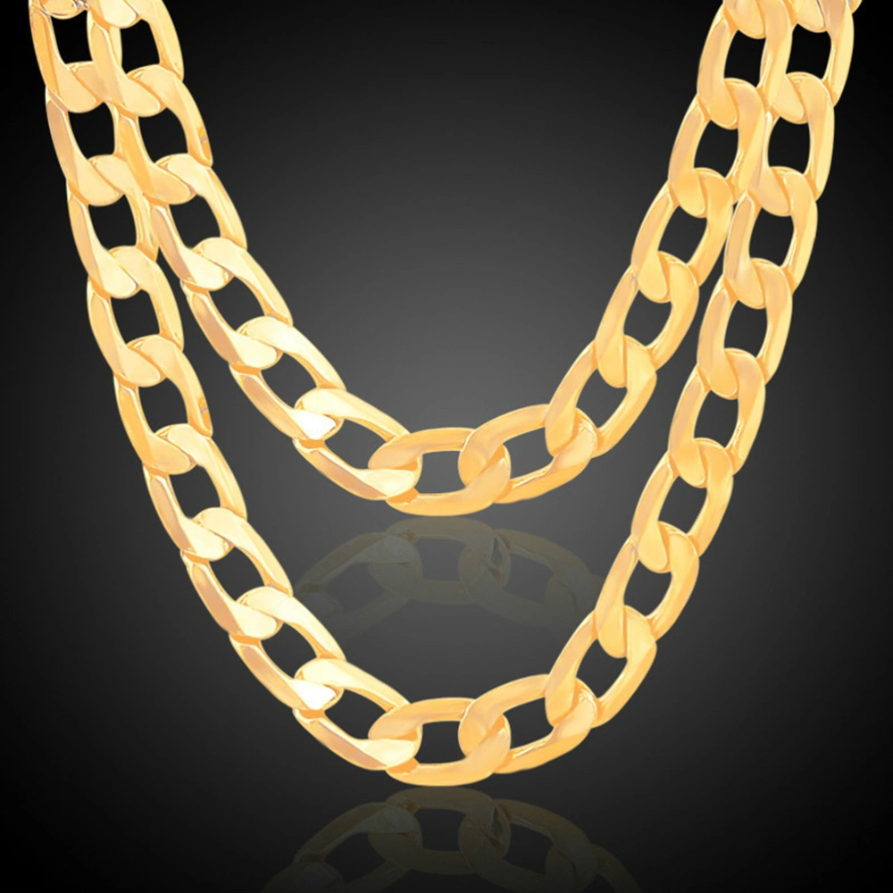 24 Inch Men Chain Hip Hop Necklace Punk Style Jewelry 18K Gold Plated Link Chain 7mm