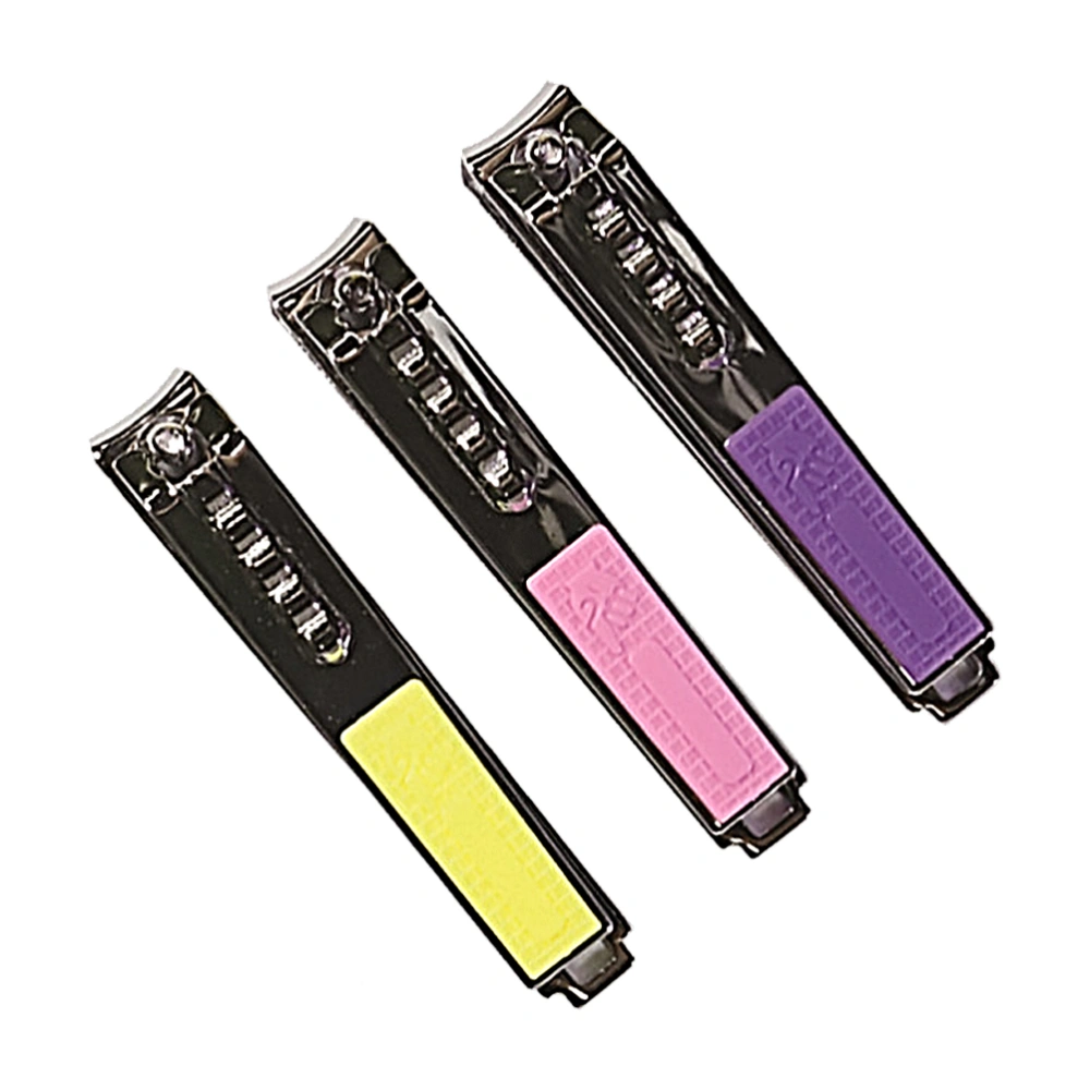 3pcs Portable Nail Clippers  Fingernail Toenail Cutter Nail Trimmer for Home （Yellow, Pink, Purple）