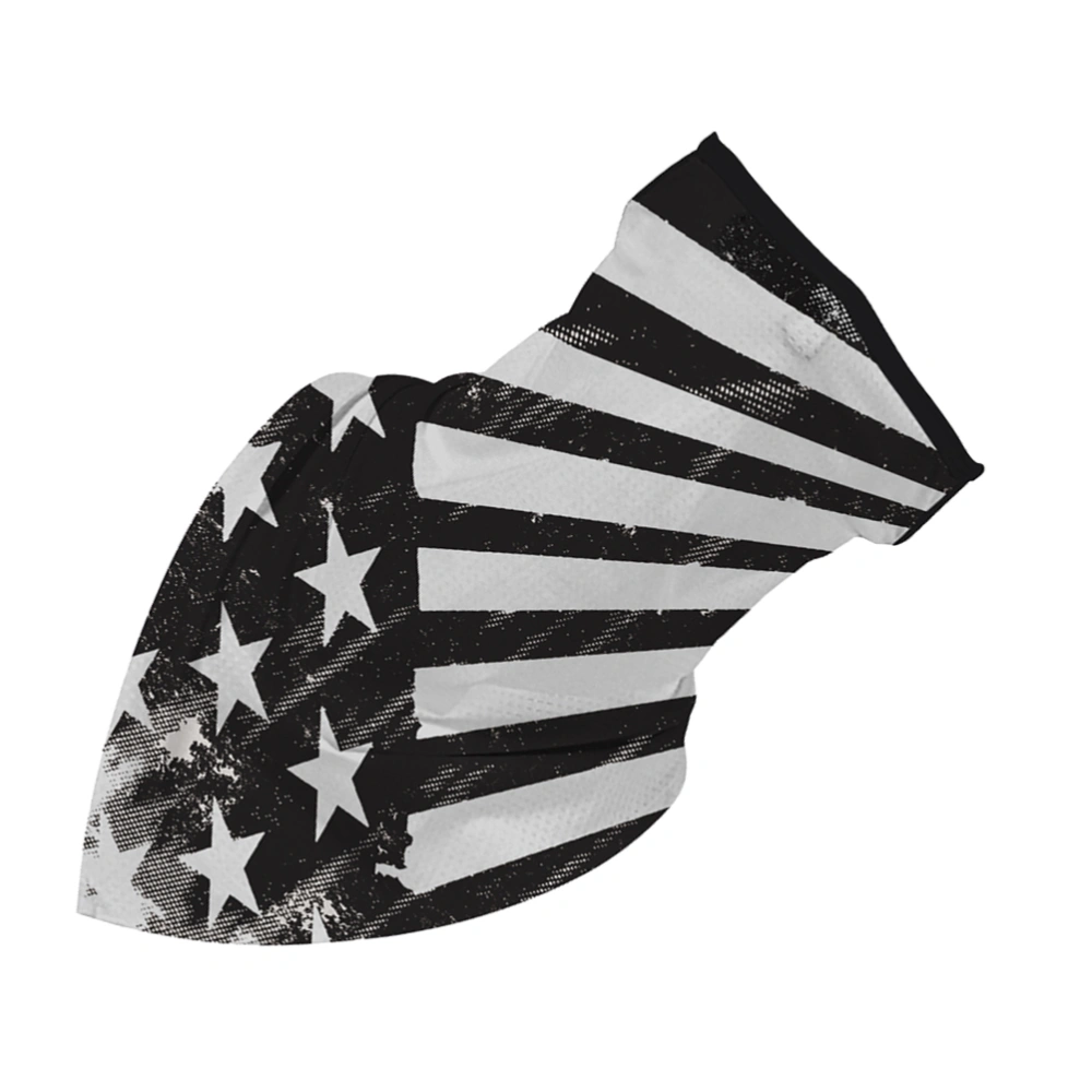 Stars and Stripes Triangular Scarf Sports Sun-proof Face Mask Neck Protector for Outdoor Riding (Black and Grey)