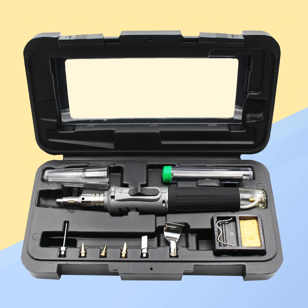 Self-igniting Mutifunctional 10-in-1 Cordless Gas Soldering Iron Kit Welding Torch Kit Tool (Gray)